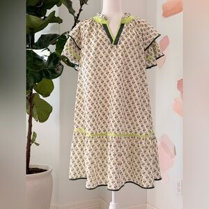 Umgee Green and Cream Patterned Mini Dress